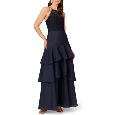 AIDAN MATTOX AIDAN MATTOX LACE ORGANZA TIERED GOWN