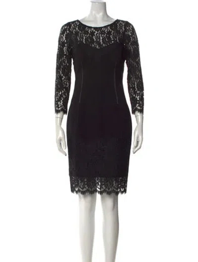 Pre-owned Aidan Mattox Lace Pattern Knee-length Dress W/ Tags In Black