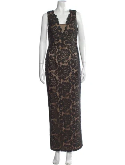 Pre-owned Aidan Mattox Lace Pattern Long Dress