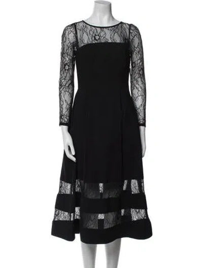 Pre-owned Aidan Mattox Lace Pattern Midi Length Dress In Blue