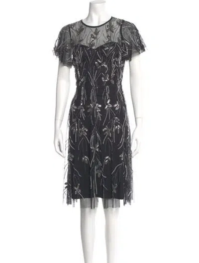 Pre-owned Aidan Mattox Lace Pattern Midi Length Dress In Multi