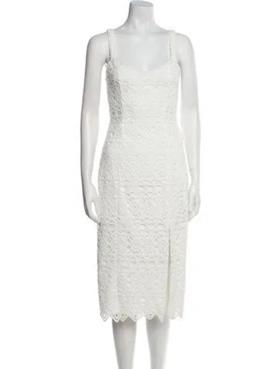 Pre-owned Aidan Mattox Lace Pattern Midi Length Dress In Neutral