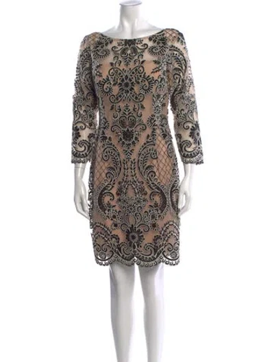 Pre-owned Aidan Mattox Lace Pattern Mini Dress