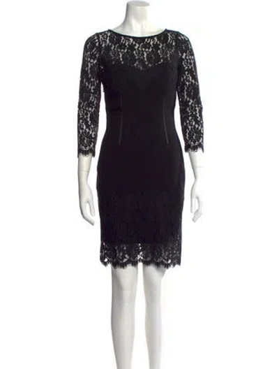 Pre-owned Aidan Mattox Lace Pattern Mini Dress In Black