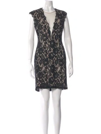 Pre-owned Aidan Mattox Lace Pattern Mini Dress In Black