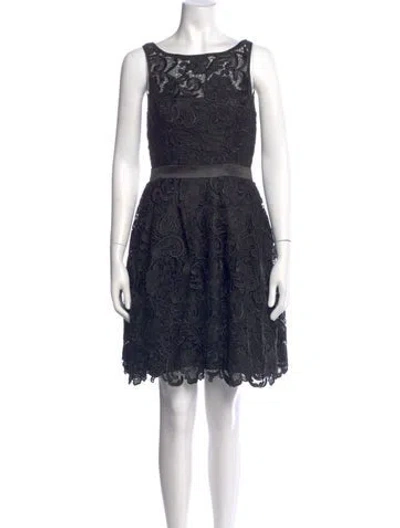 Pre-owned Aidan Mattox Lace Pattern Mini Dress In Black
