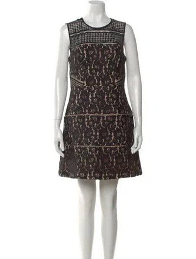 Pre-owned Aidan Mattox Lace Pattern Mini Dress In Black