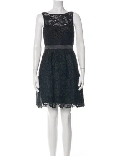 Pre-owned Aidan Mattox Lace Pattern Mini Dress In Black