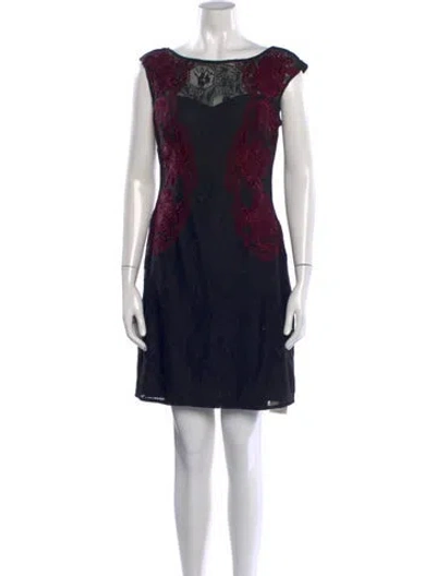 Pre-owned Aidan Mattox Lace Pattern Mini Dress In Black