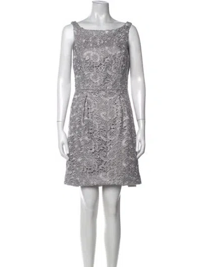 Pre-owned Aidan Mattox Lace Pattern Mini Dress In Blue