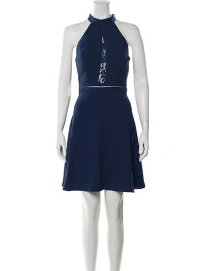 Pre-owned Aidan Mattox Lace Pattern Mini Dress In Blue