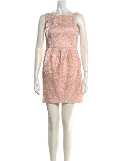 Pre-owned Aidan Mattox Lace Pattern Mini Dress In Neutral
