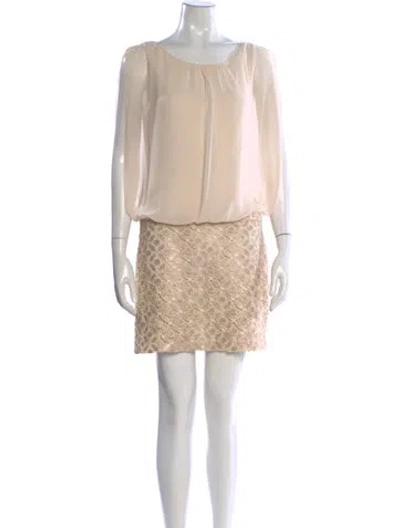 Pre-owned Aidan Mattox Lace Pattern Mini Dress In Neutral
