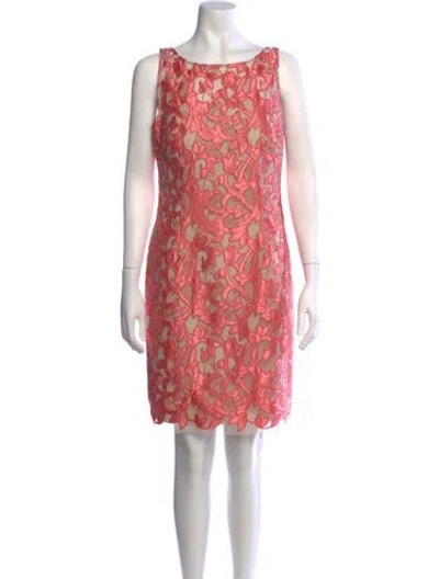 Pre-owned Aidan Mattox Lace Pattern Mini Dress In Orange