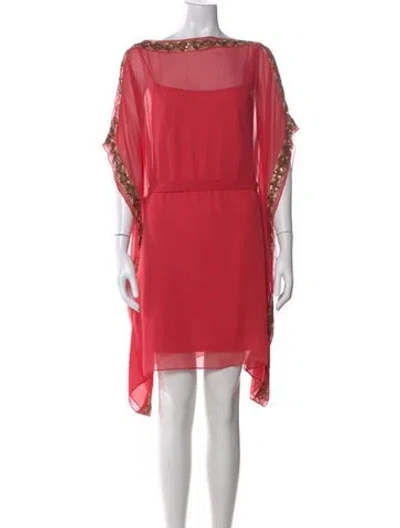 Pre-owned Aidan Mattox Lace Pattern Mini Dress In Pink