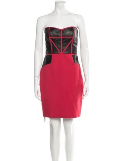 Pre-owned Aidan Mattox Leather Knee-length Dress In Red