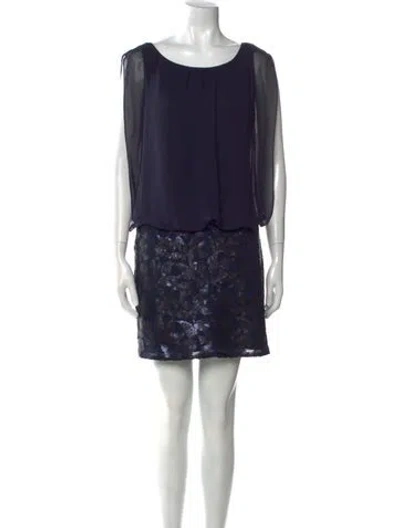Pre-owned Aidan Mattox Leather Mini Dress In Blue