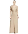 Aidan Mattox Long Formal Beaded Chiffon Gown In Neutral