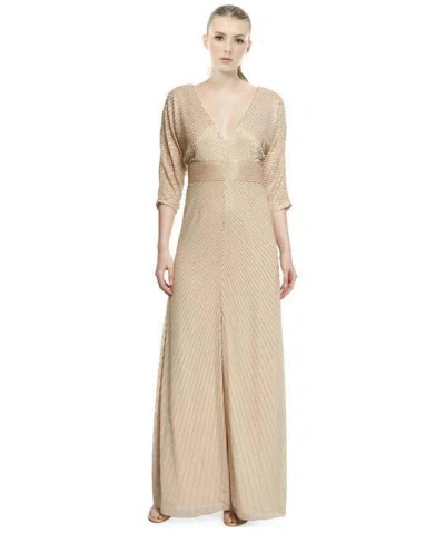Aidan Mattox Long Formal Beaded Chiffon Gown In Neutral