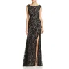 Aidan Mattox Long Formal Floral Lace Dress In Black