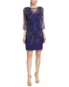 Aidan Mattox Long Sleeve Short Cocktail Dress In Purple