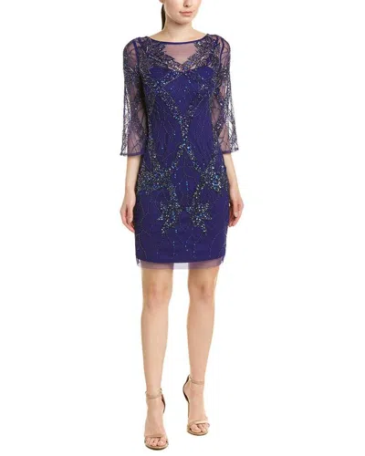Aidan Mattox Long Sleeve Short Cocktail Dress In Purple
