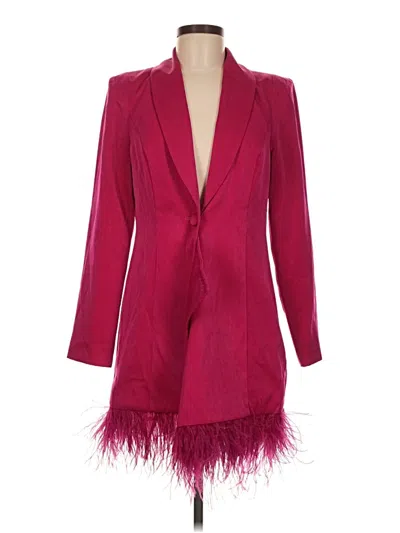 Pre-owned Aidan Mattox Long Sleeve Top Burgundy Plunge Neckline Tops