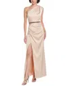 Aidan Mattox One-shoulder Draped Crepe Back Satin Gown In Pink