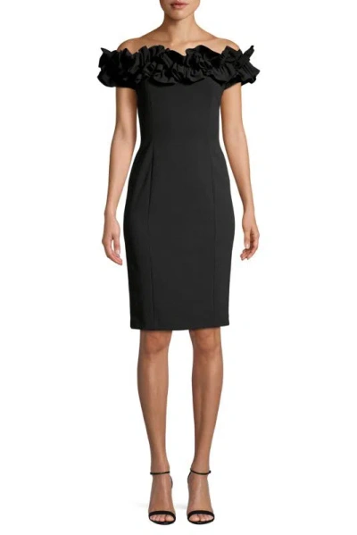 Aidan Mattox Md1e201731 Short Fitted Cocktail Dress In Black