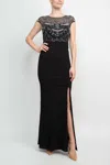 Aidan Mattox Md1e203319 Long Fitted Formal Mother Of The Bride Dress In Black