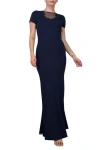 Aidan Mattox Md1e203782 Fitted Long Formal Evening Dress In Blue