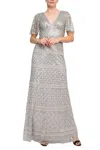 Aidan Mattox Md1e206559 Beaded Long Formal Evening Sequin Dress In Gray