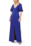 Aidan Mattox Md1e207009 Pleated Long Evening Slit Formal Dress In Blue