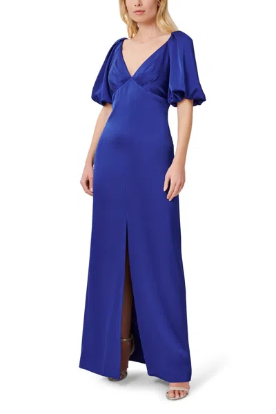 Aidan Mattox Md1e207009 Pleated Long Evening Slit Formal Dress In Blue