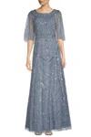 Aidan Mattox Md1e207719 Long Formal A Line Sequin Evening Dress In Blue