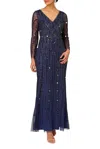 Aidan Mattox Md1e207928 Long Sleeve Evening Formal Dress In Blue