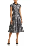 Aidan Mattox Md1e208353 Short Cocktail Floral Midi Length Dress In Black