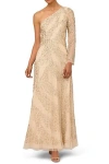 Aidan Mattox Md1e208423 Beaded Long Formal A Line Evening Dress In Neutral