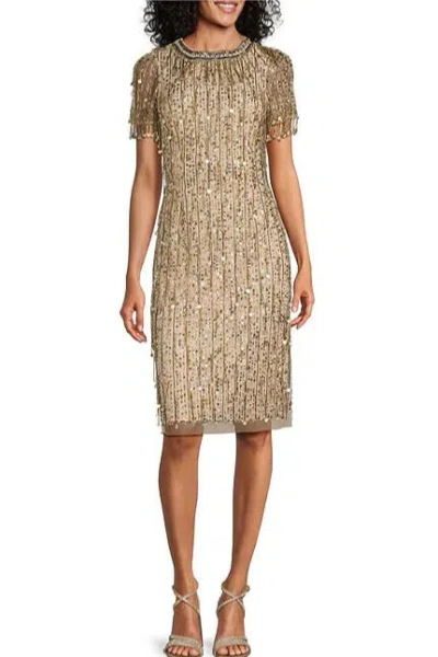 Aidan Mattox Md1e208436 Short Fitted Beaded Sequin Cocktail Dress In Green