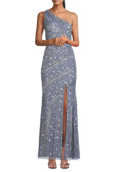 Aidan Mattox Md1e209011 Long Formal Beaded Sequin Fitted Prom Dress In Blue