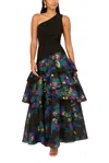 Aidan Mattox Md1e209102 Floral Print Long Formal Tiered Evening Dress In Multi