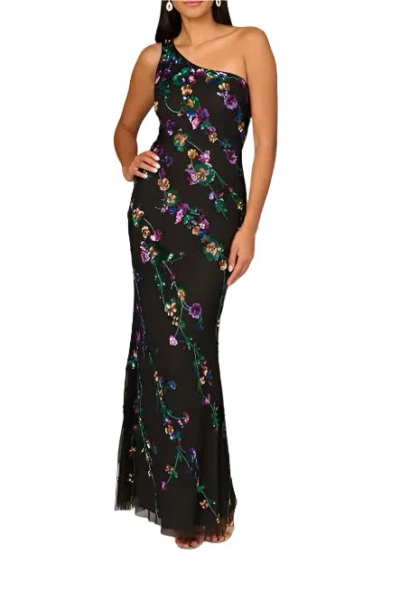Aidan Mattox Md1e209115 Beaded Long Formal Mermaid Evening Dress In Black