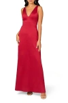 Aidan Mattox Md1e209190 Long Formal Fitted Evening Dress In Red
