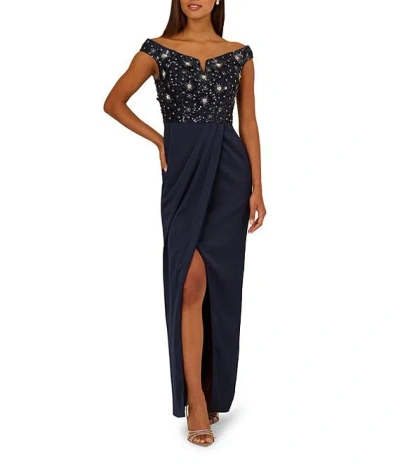 Aidan Mattox Md1e209365 Slit Long Sequin Formal Dress In Blue