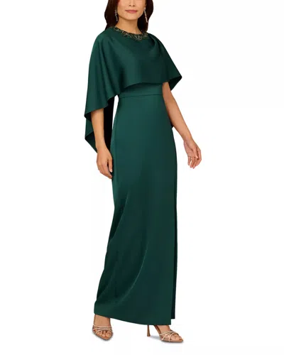 Aidan Mattox Md1e209723 Long Formal Cape Evening Gown In Green