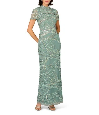 Aidan Mattox Md1e209829 Beaded Long Formal Slit Dress In Silver