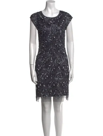 Pre-owned Aidan Mattox Mesh Mini Dress In Gray