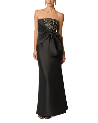 Aidan Mattox Mikado Bow Detail Strapless Dress In Black