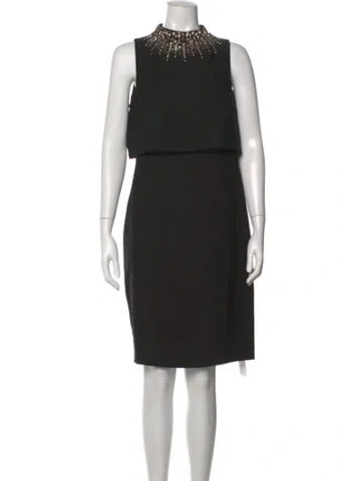 Pre-owned Aidan Mattox Mock Neck Knee-length Dress In Black