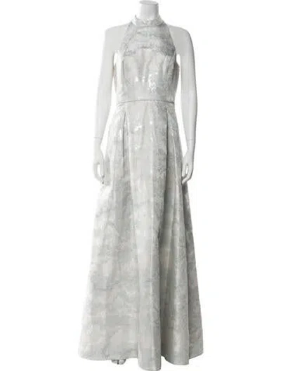 Pre-owned Aidan Mattox Mock Neck Long Dress W/ Tags In Blue